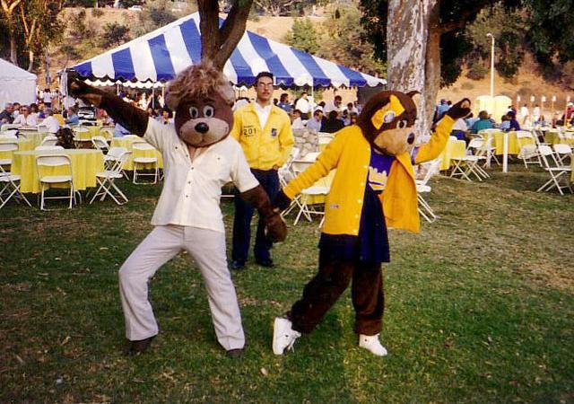 Joe and Josie Bruin before a football game at the Rose Bowl in 1991