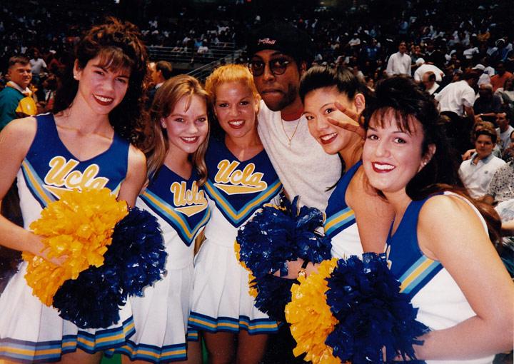 the 1994-95 Squad on the court at Pauley Pavilion with Arsenio Hall