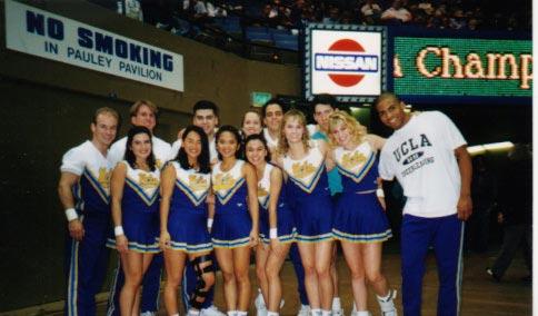 the 1994-95 Squad on the basketball court at Pauley Pavilion