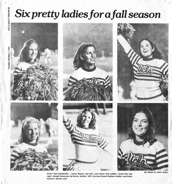 members of the 1974 Cheer Squad featured in the Daily Bruin